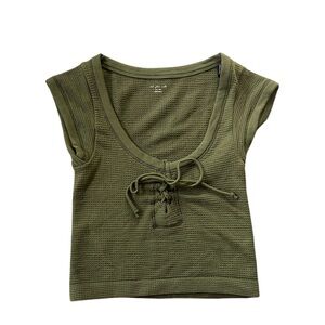 Urban Outfitters Green Tie Front Crop Tank Top